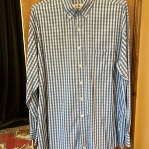 Men's Light Blue and White Gingham Button-Down Dress Shirt